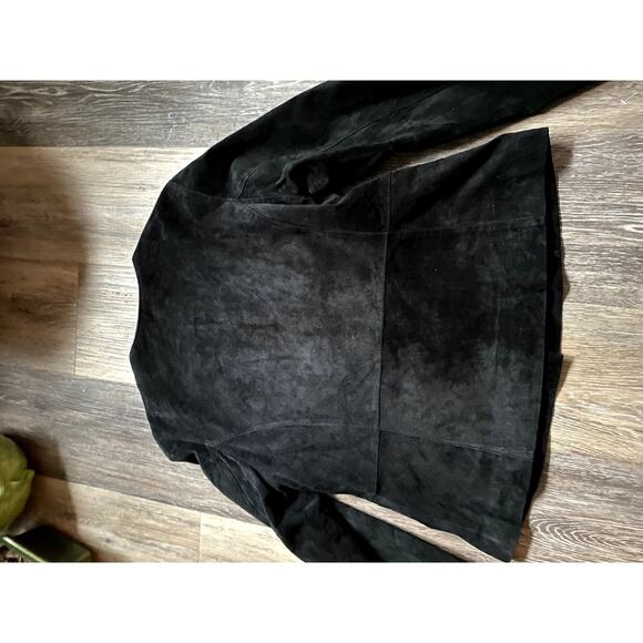 Vintage 1990s Genuine Leather Suede Black Jacket Top 10 Whimsygoth Dark Feminine - Picture 4 of 4